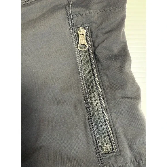 Lululemon Black High Rise Workout Leggings Cropped Zipper Pockets 6 - Picture 5 of 9